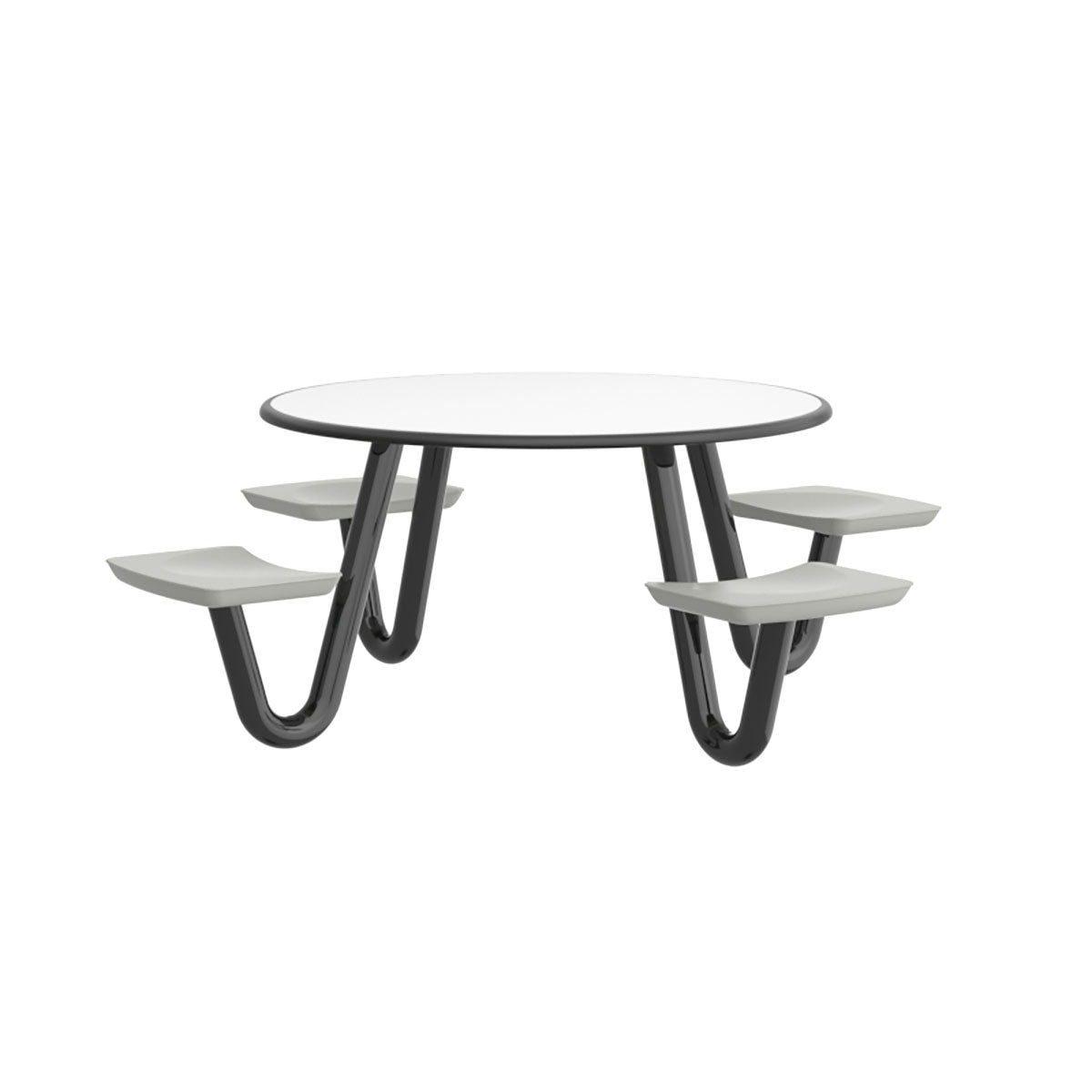 Anchor Table, U-Leg, 4 Stone Gray Seats, Round, 42"