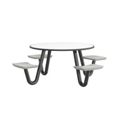 Anchor Table, U-Leg, 4 Stone Gray Seats, Round, 42"
