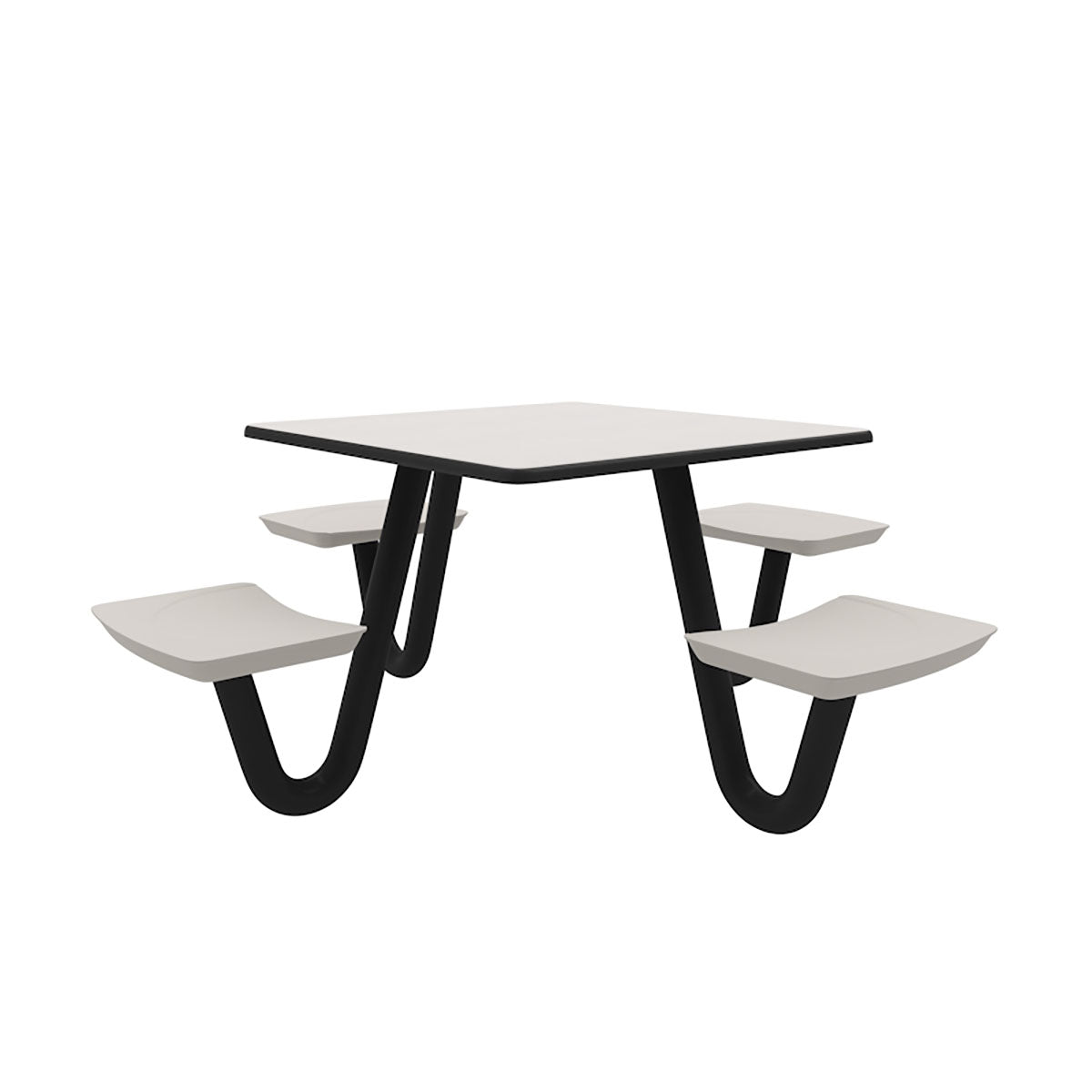 Anchor Table, U-Leg, 4 Stone Gray Seats, Square, 42" x 42"