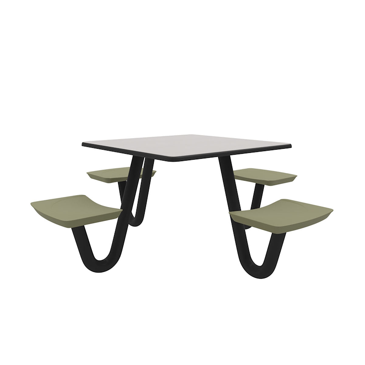 Anchor Table, U-Leg, 4 Moss Seats, Square, 42" x 42"
