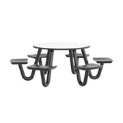 Anchor Table, U-Leg, 6 Black Seats, Round, 48"