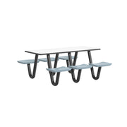 Anchor Table, U-Leg, 6 Blue/Grey Seats, Rectangle, 30" x 72"