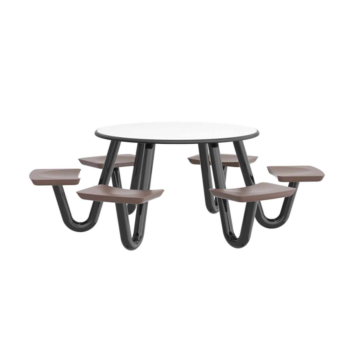 Anchor Table, U-Leg, 6 Brown Seats, Round, 48"