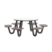 Anchor Table, U-Leg, 6 Brown Seats, Round, 48"