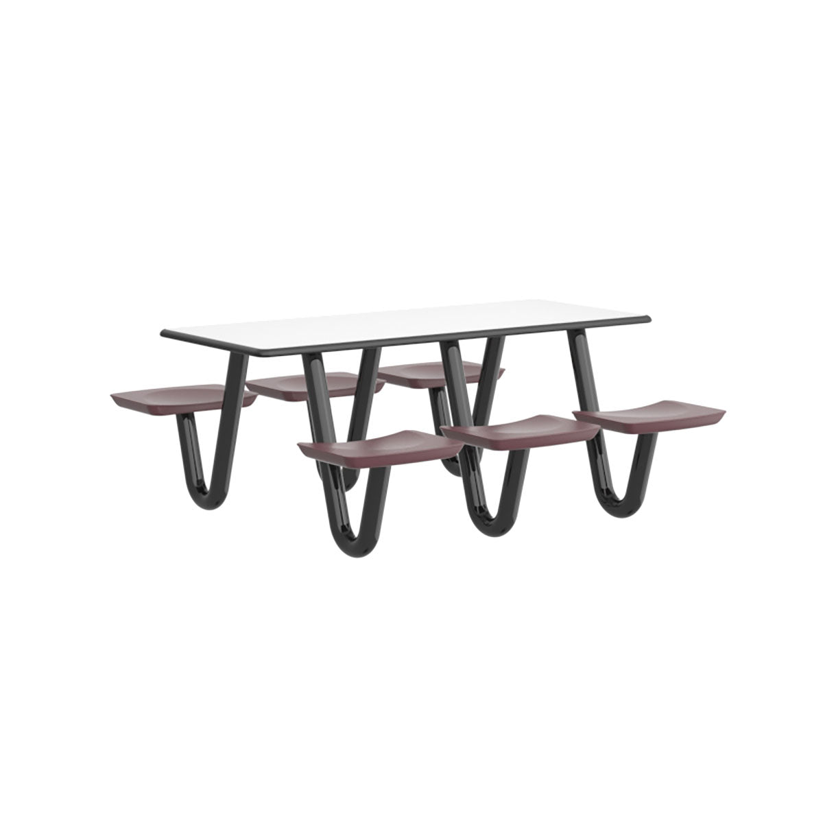 Anchor Table, U-Leg, 6 Burgundy Seats, Rectangle, 30" x 72"