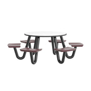 Anchor Table, U-Leg, 6 Burgundy Seats, Round, 48"