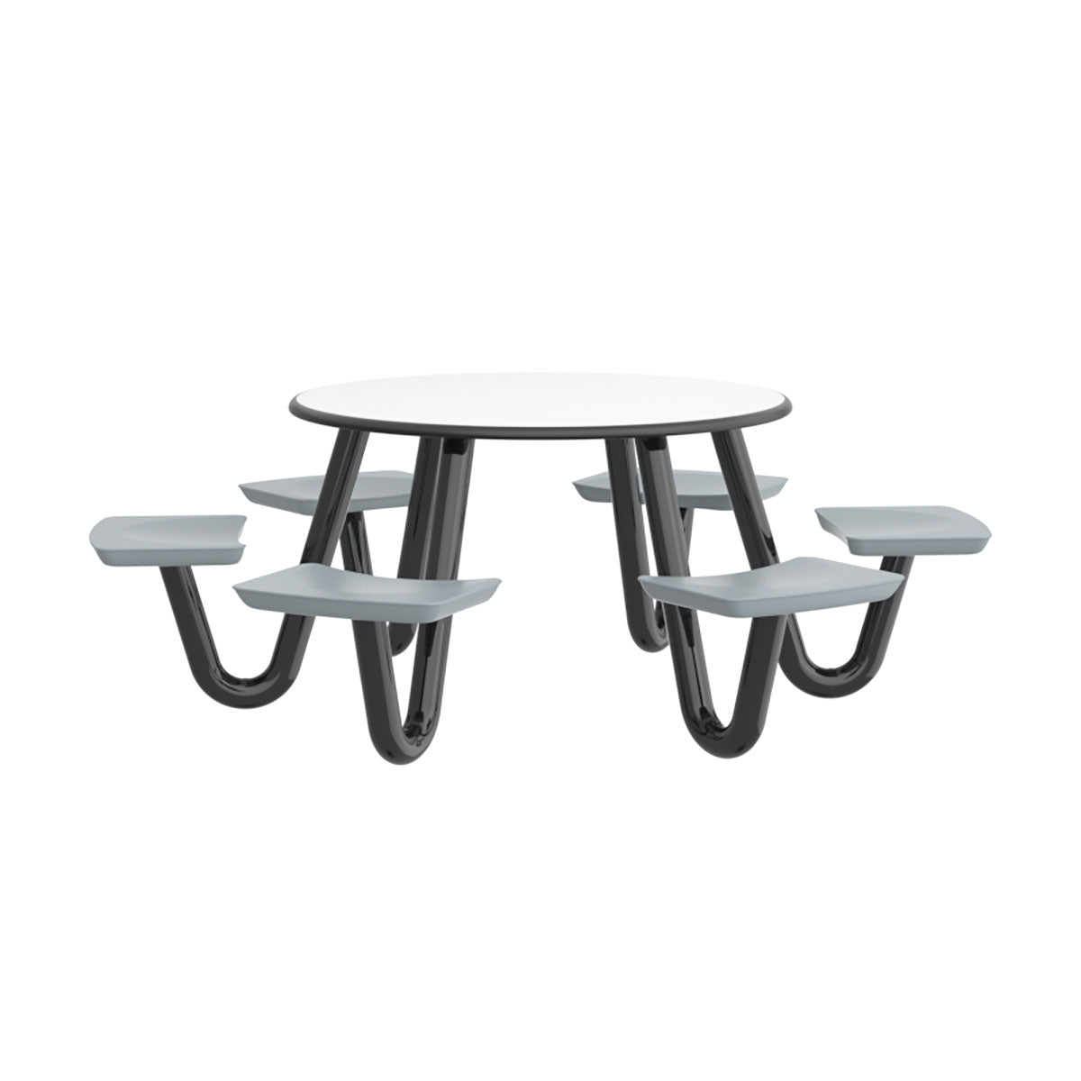 Anchor Table, U-Leg, 6 Gray Seats, Round, 48"