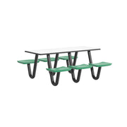 Anchor Table, U-Leg, 6 Green Seats, Rectangle, 30" x 72"