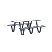 Anchor Table, U-Leg, 6 Midnight Blue Seats, Rectangle, 30" x 72"