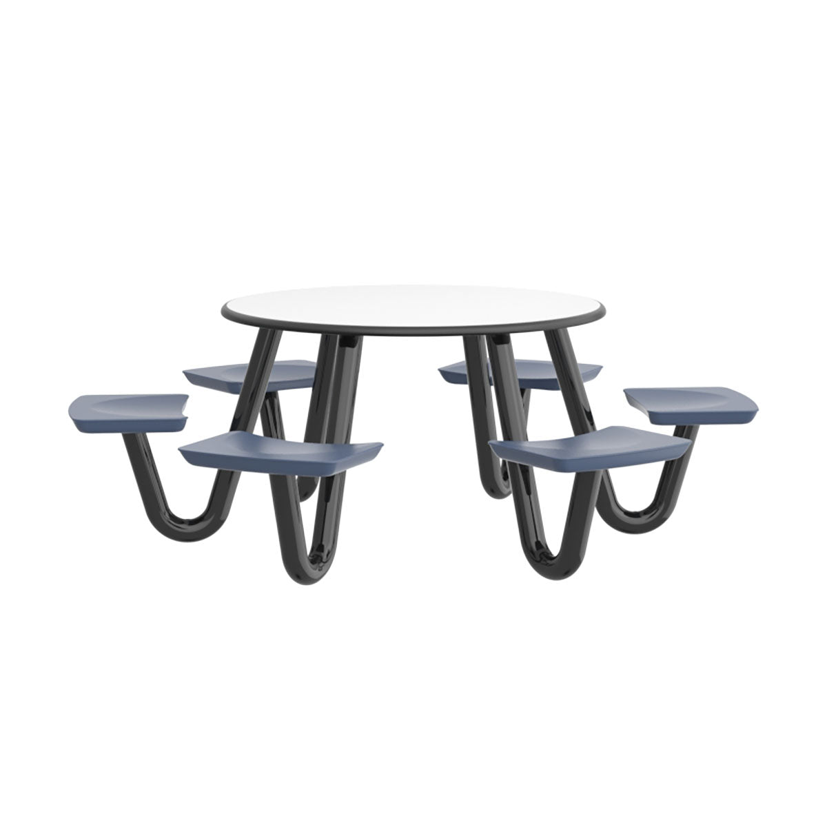 Anchor Table, U-Leg, 6 Midnight Blue Seats, Round, 48"