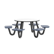 Anchor Table, U-Leg, 6 Midnight Blue Seats, Round, 48"