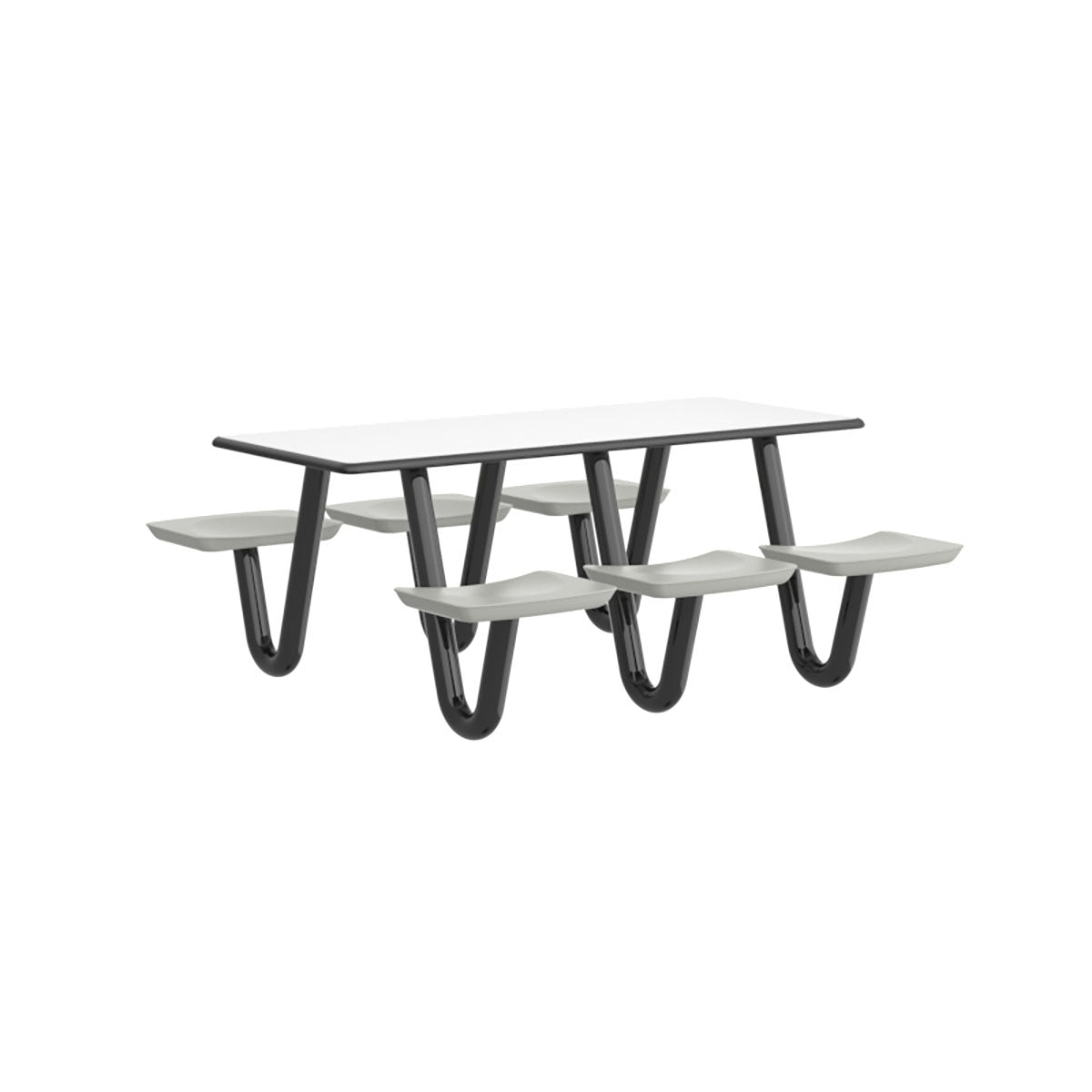 Anchor Table, U-Leg, 6 Stone Gray Seats, Rectangle, 30" x 72"