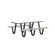 Anchor Table, U-Leg, 6 Stone Gray Seats, Rectangle, 30" x 72"