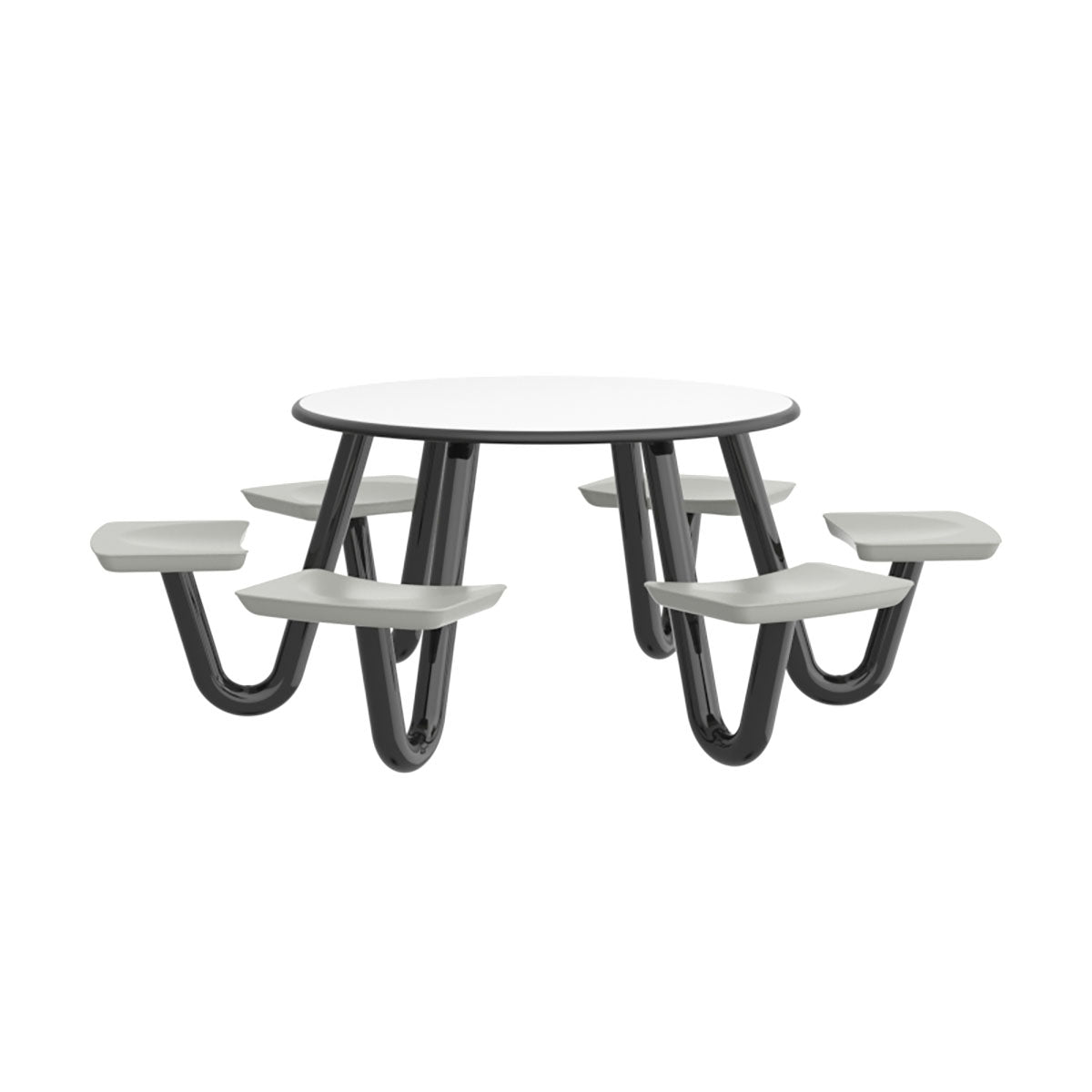 Anchor Table, U-Leg, 6 Stone Gray Seats, Round, 48"