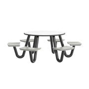Anchor Table, U-Leg, 6 Stone Gray Seats, Round, 48"