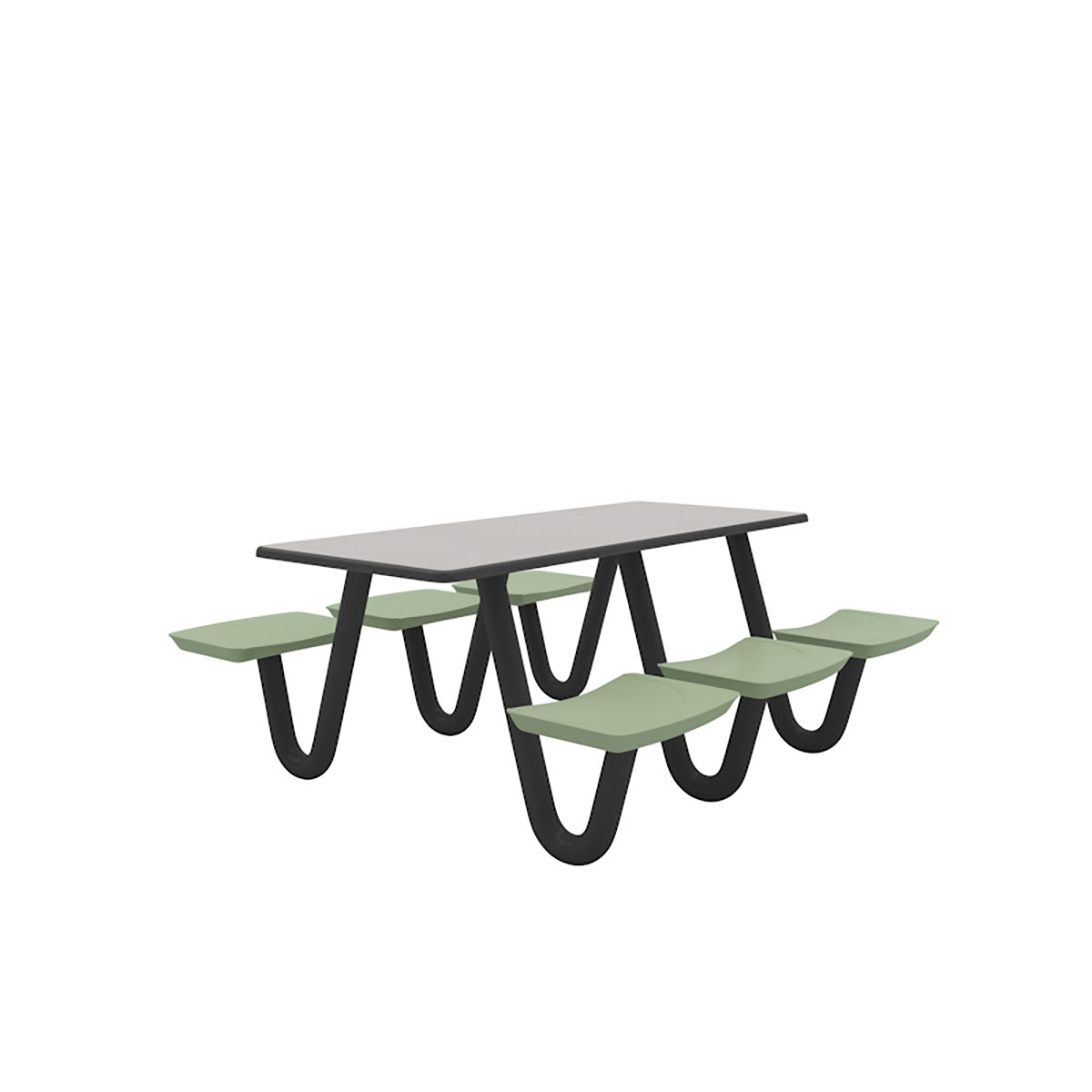 Anchor Table, U-Leg, 6 Seagrass Seats, Rectangle, 30" x 72"