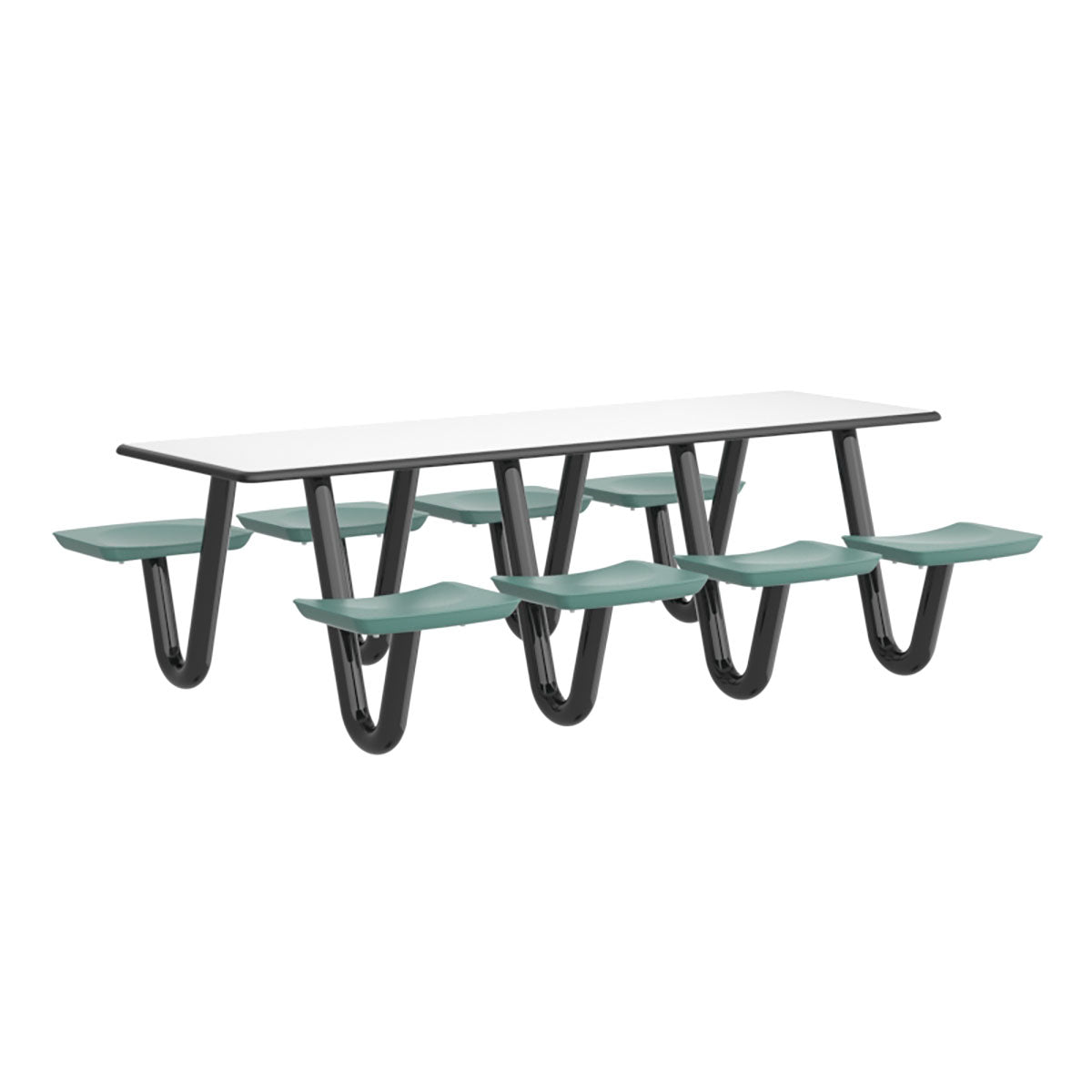 Anchor Table, U-Leg, 8 Aqua Seats, Rectangle, 30" x 96"