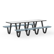 Anchor Table, U-Leg, 8 Blue/Grey Seats, Rectangle, 30" x 96"