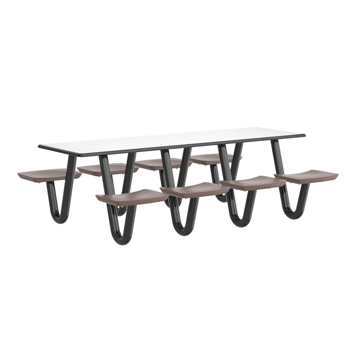 Anchor Table, U-Leg, 8 Brown Seats, Rectangle, 30" x 96"