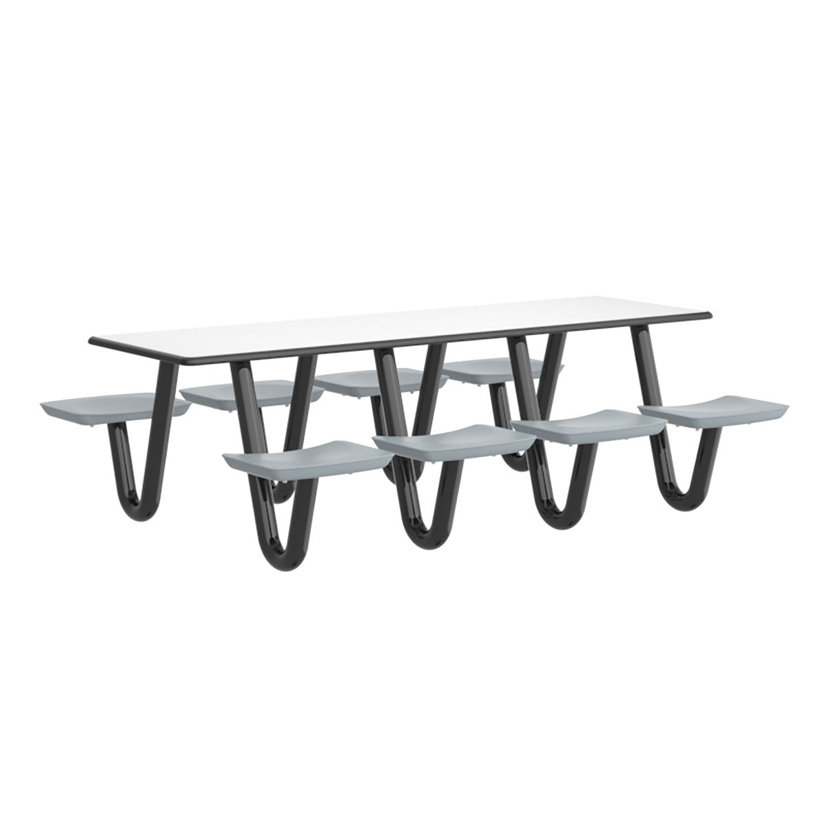 Anchor Table, U-Leg, 8 Gray Seats, Rectangle, 30" x 96"