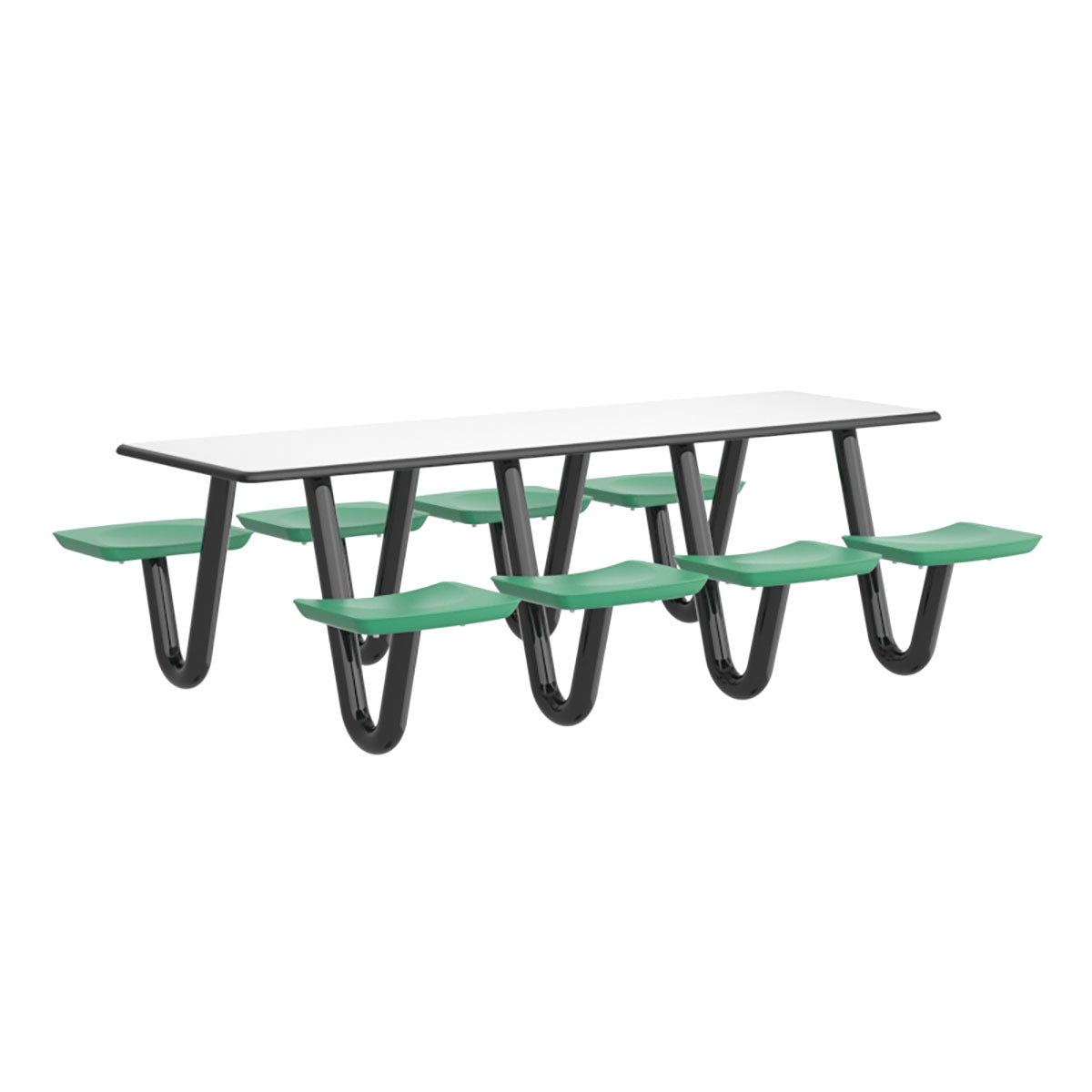 Anchor Table, U-Leg, 8 Green Seats, Rectangle, 30" x 96"