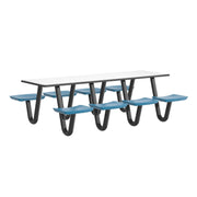 Anchor Table, U-Leg, 8 Slate Blue Seats, Rectangle, 30" x 96"