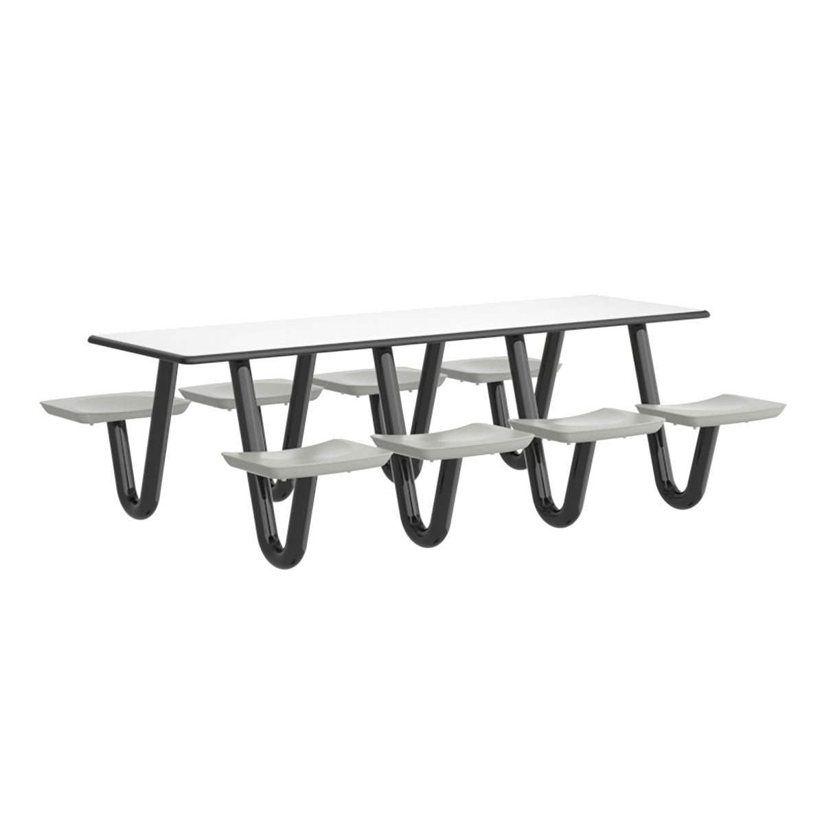Anchor Table, U-Leg, 8 Stone Gray Seats, Rectangle, 30" x 96"
