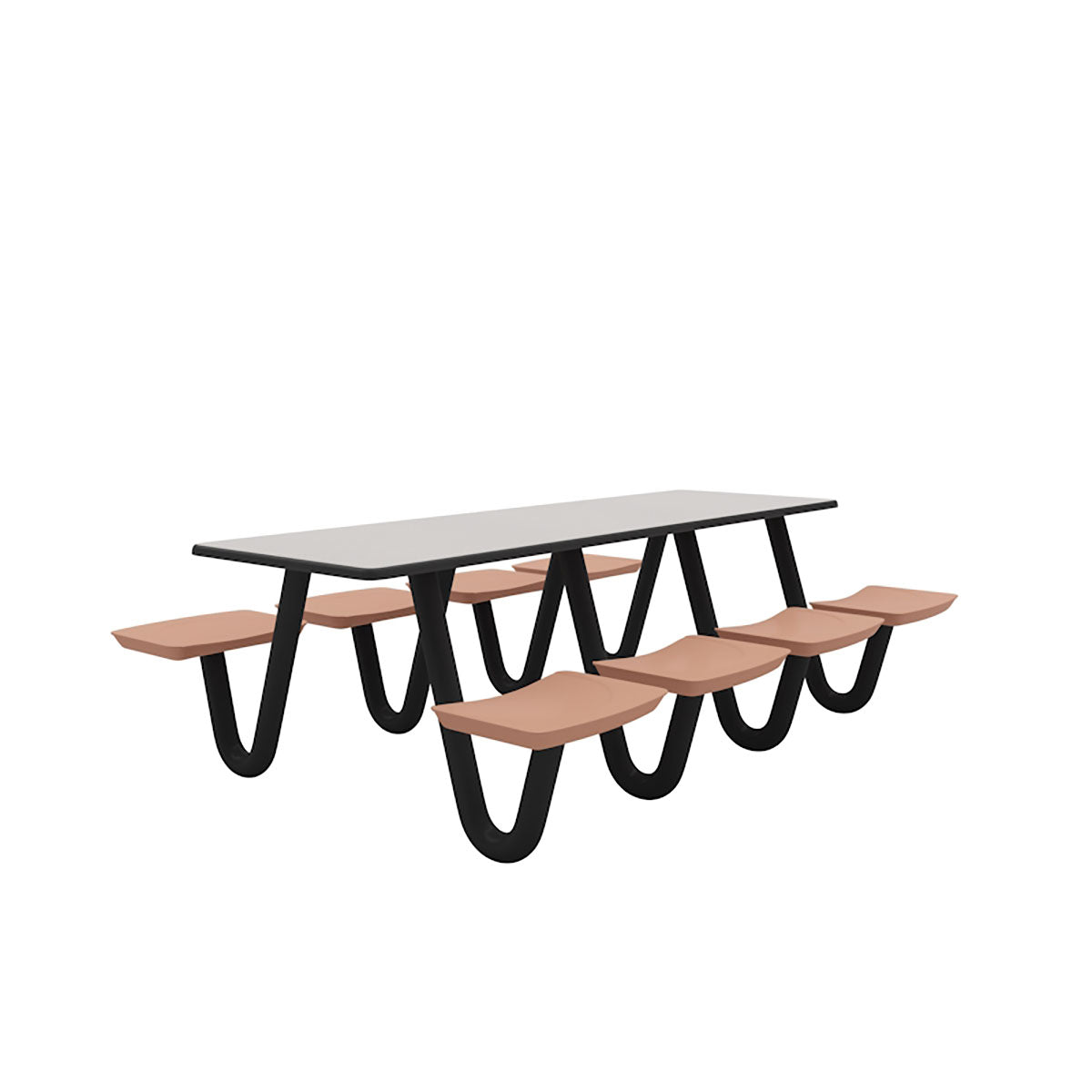 Anchor Table, U-Leg, 8 Claylight Seats, Rectangle, 30" x 96"