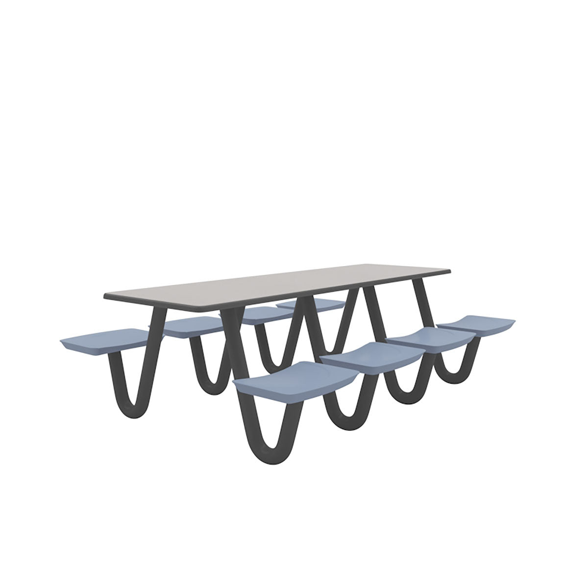 Anchor Table, U-Leg, 8 Overcast Seats, Rectangle, 30" x 96"