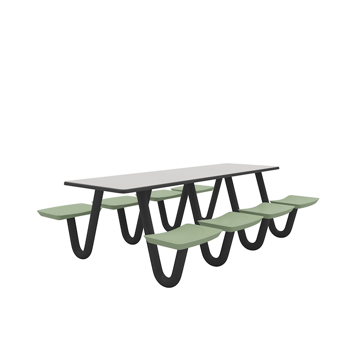 Anchor Table, U-Leg, 8 Seagrass Seats, Rectangle, 30" x 96"