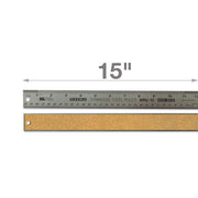 Ruler, Stainless Steel Metal w/Cork Backing, 15" Flexible, Metric and Conventional Markings