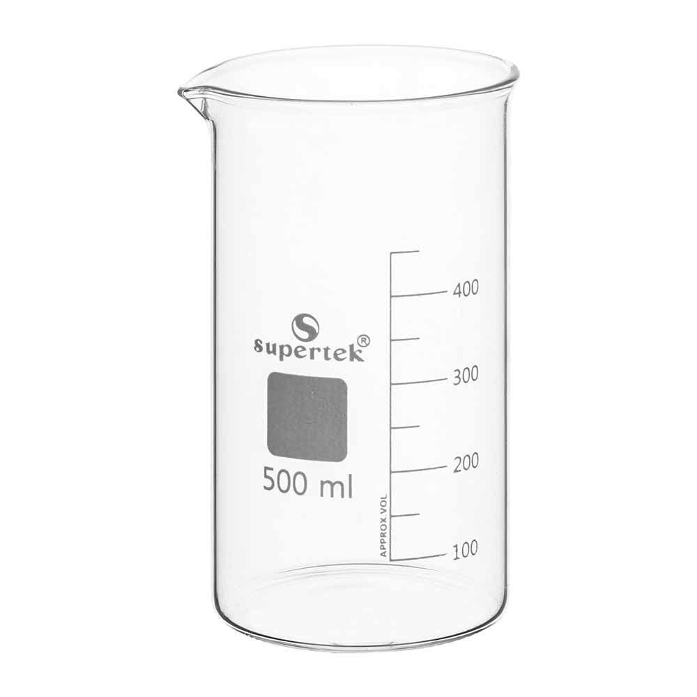 Beaker, Tall Form, With Graduation & Spout, 500ml, Pk/6