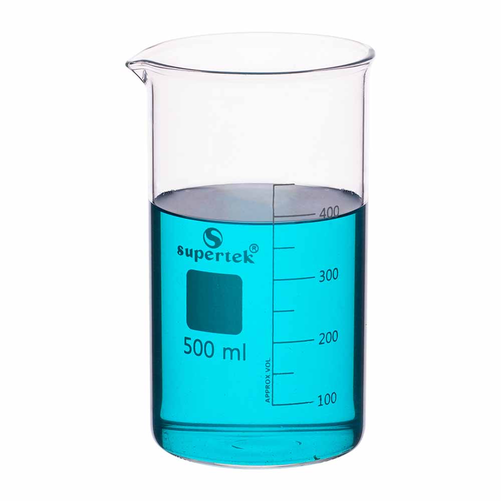Beaker, Tall Form, With Graduation & Spout, 500ml, Pk/6