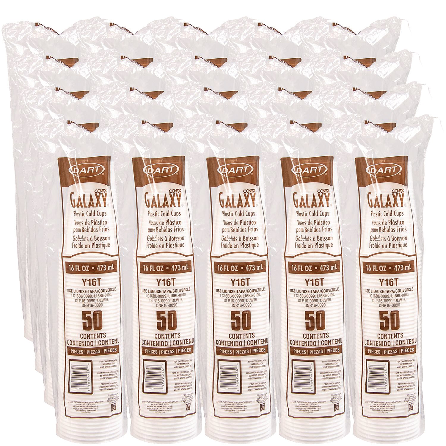 High-Impact Polystyrene Cold Cups, 16 oz, Plastic, Translucent, 50/Sleeve, 20 Sleeves/Carton