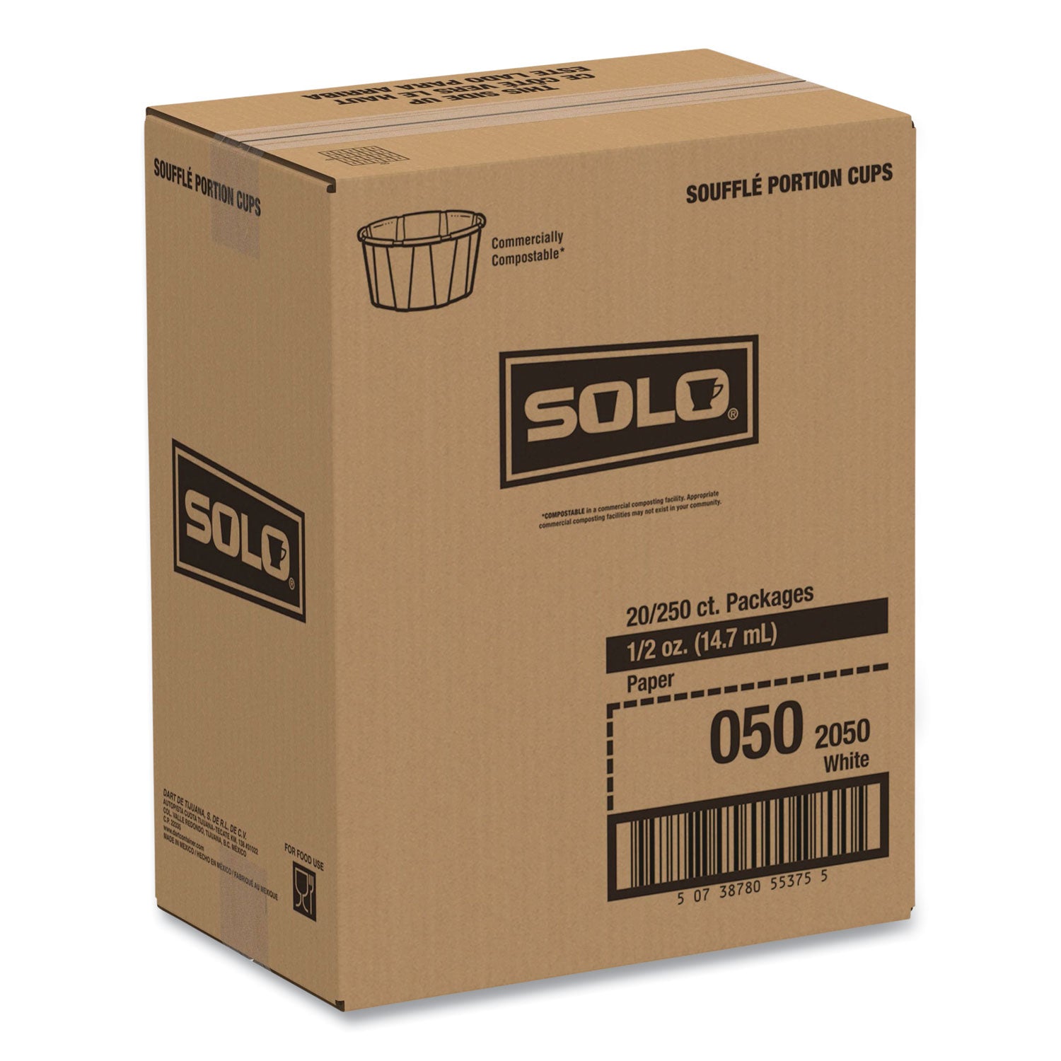 Paper Portion Cups, 0.5 oz, White, 250/Bag, 20 Bags/Carton