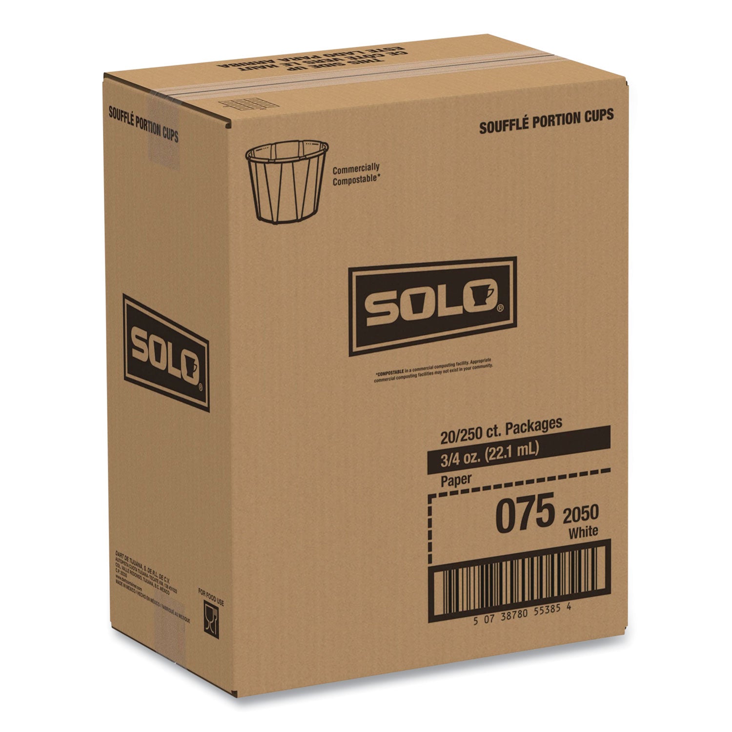 Paper Portion Cups, 0.75 oz, White, 250/Bag, 20 Bags/Carton