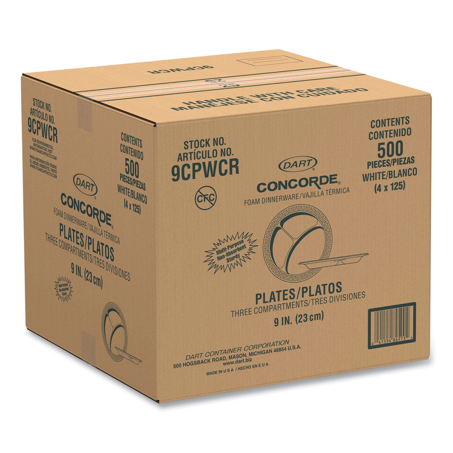 9" Diameter - White - Foam, Plastic Body - 125/Pack - 4 / Carton