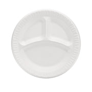 Quiet Classic Laminated Foam Plates, 3-Compartment Plate, 9" dia, White, 125/Pack, 4 Packs/Carton