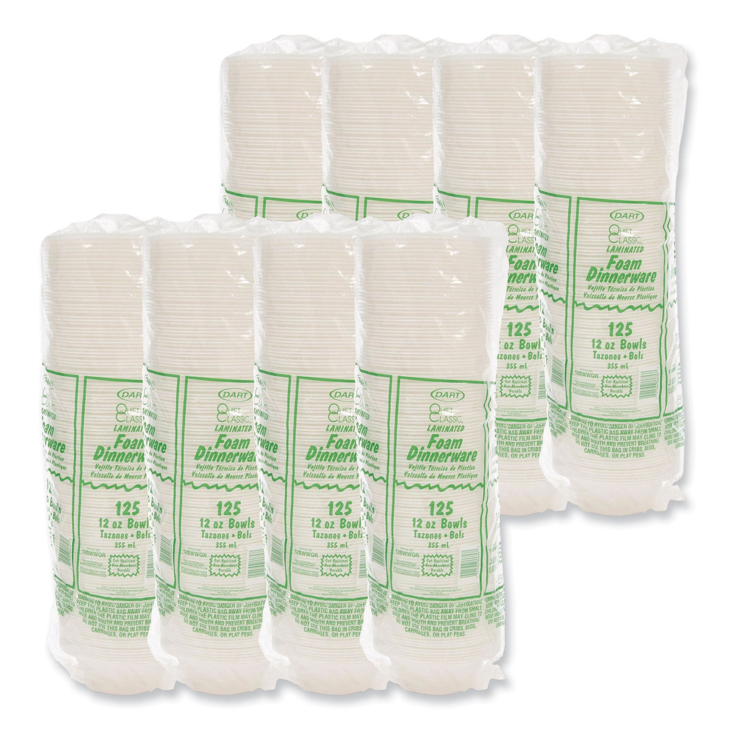 Dart Quiet Classic 12 oz Laminated Foam Bowls - Plastic, Foam Body - 125 / Pack