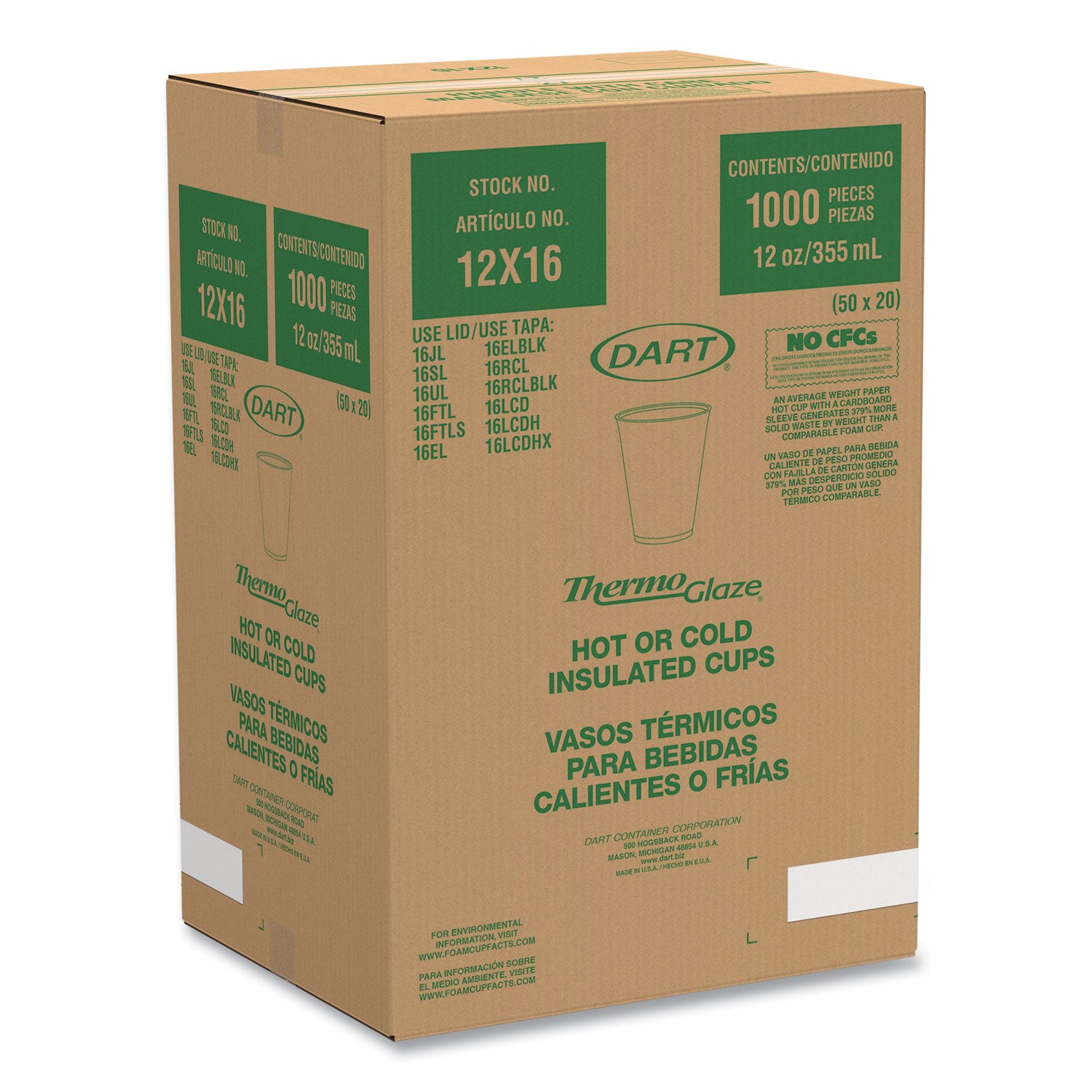 12 fl oz - Brown, Red - Foam - Cold Drink, Hot Drink - 20/Bag - 50 / Carton