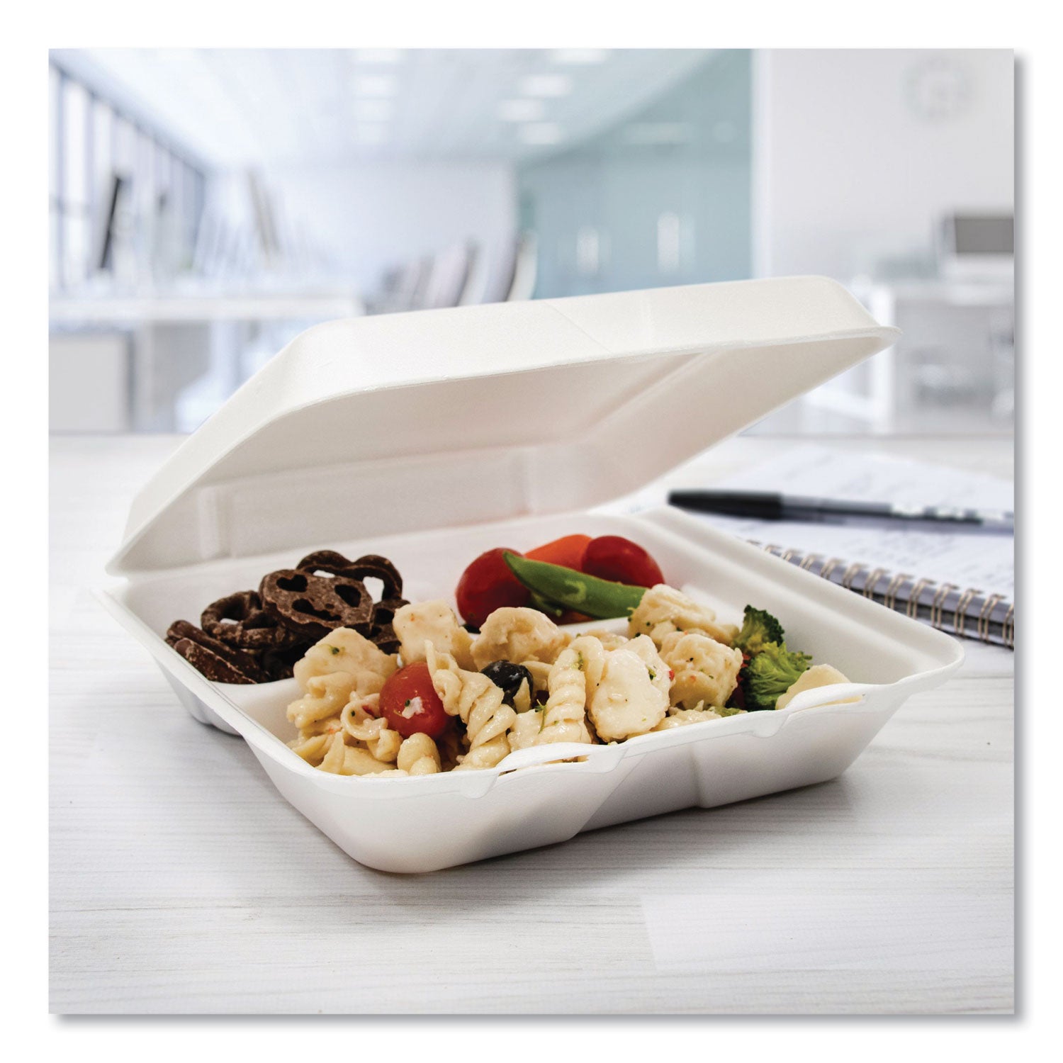 External Dimensions: 8" Length x 7.5" Width x 2.3" Height - Stackable - Extruded Polystyrene - White - For Transportation, Food Storage - 2 / Carton