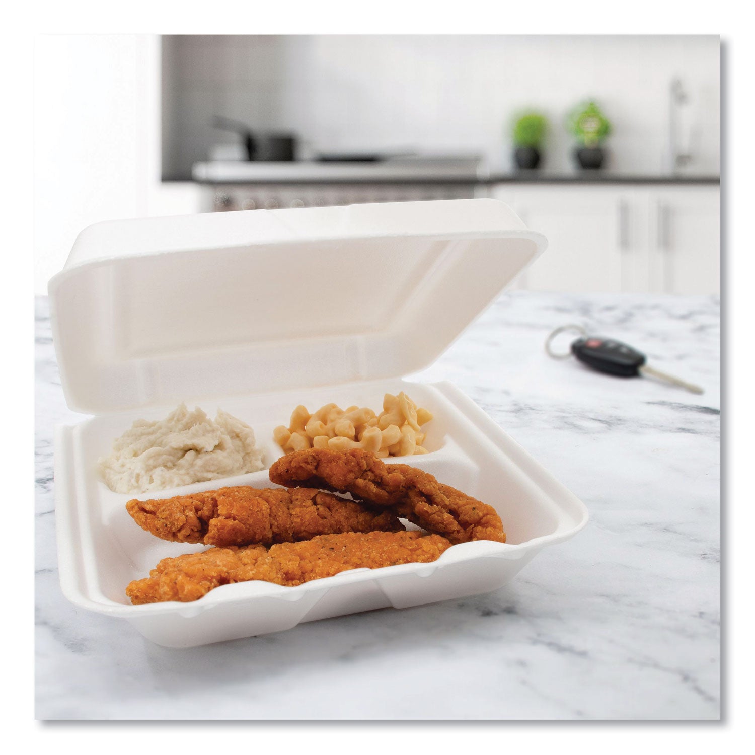 External Dimensions: 8" Length x 7.5" Width x 2.3" Height - Stackable - Extruded Polystyrene - White - For Transportation, Food Storage - 2 / Carton