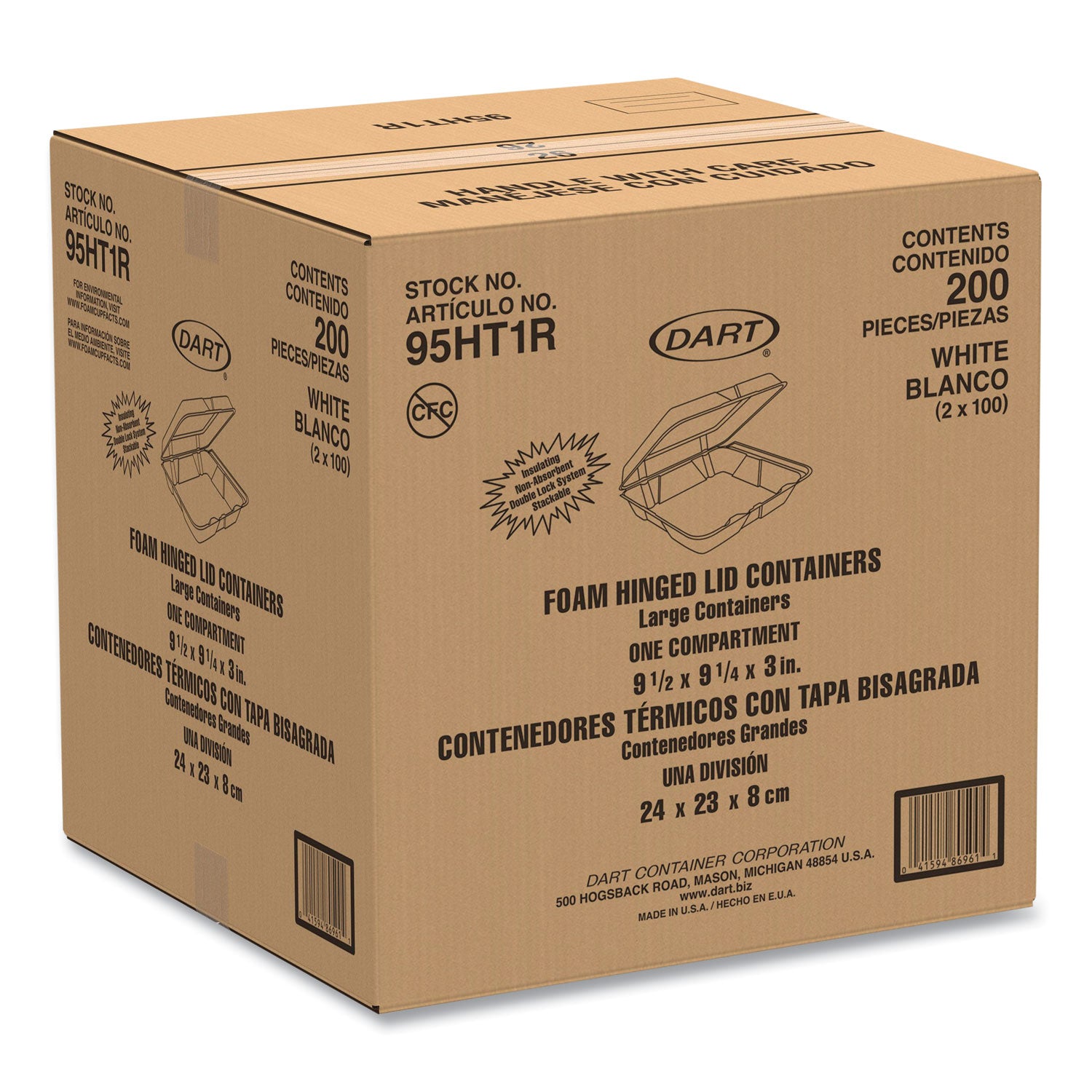 White - Foam Body - 100/Pack - 2 / Carton
