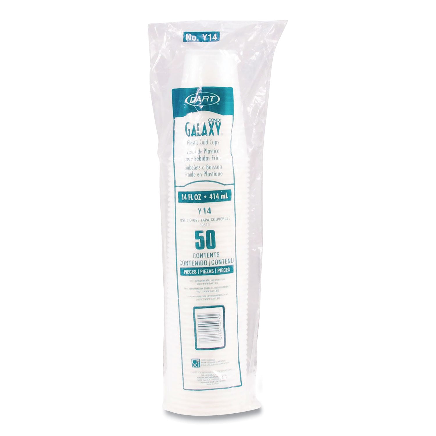 High-Impact Polystyrene Cold Cups, 14 oz, Plastic, Translucent, 50/Sleeve. 20 Sleeves/Carton