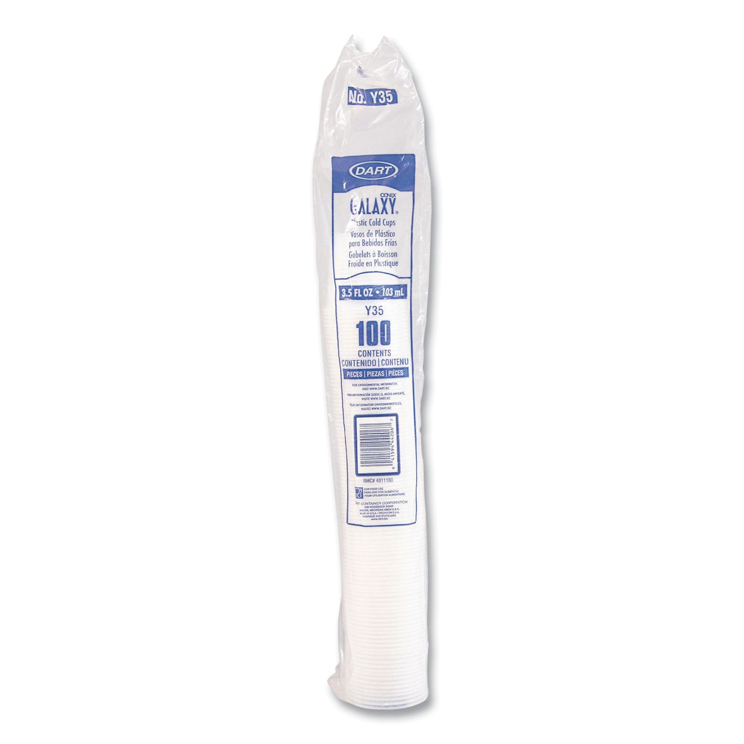 High-Impact Polystyrene Cold Cups, 3.5 oz, Plastic, Translucent, 100/Sleeve, 25 Sleeves/Carton