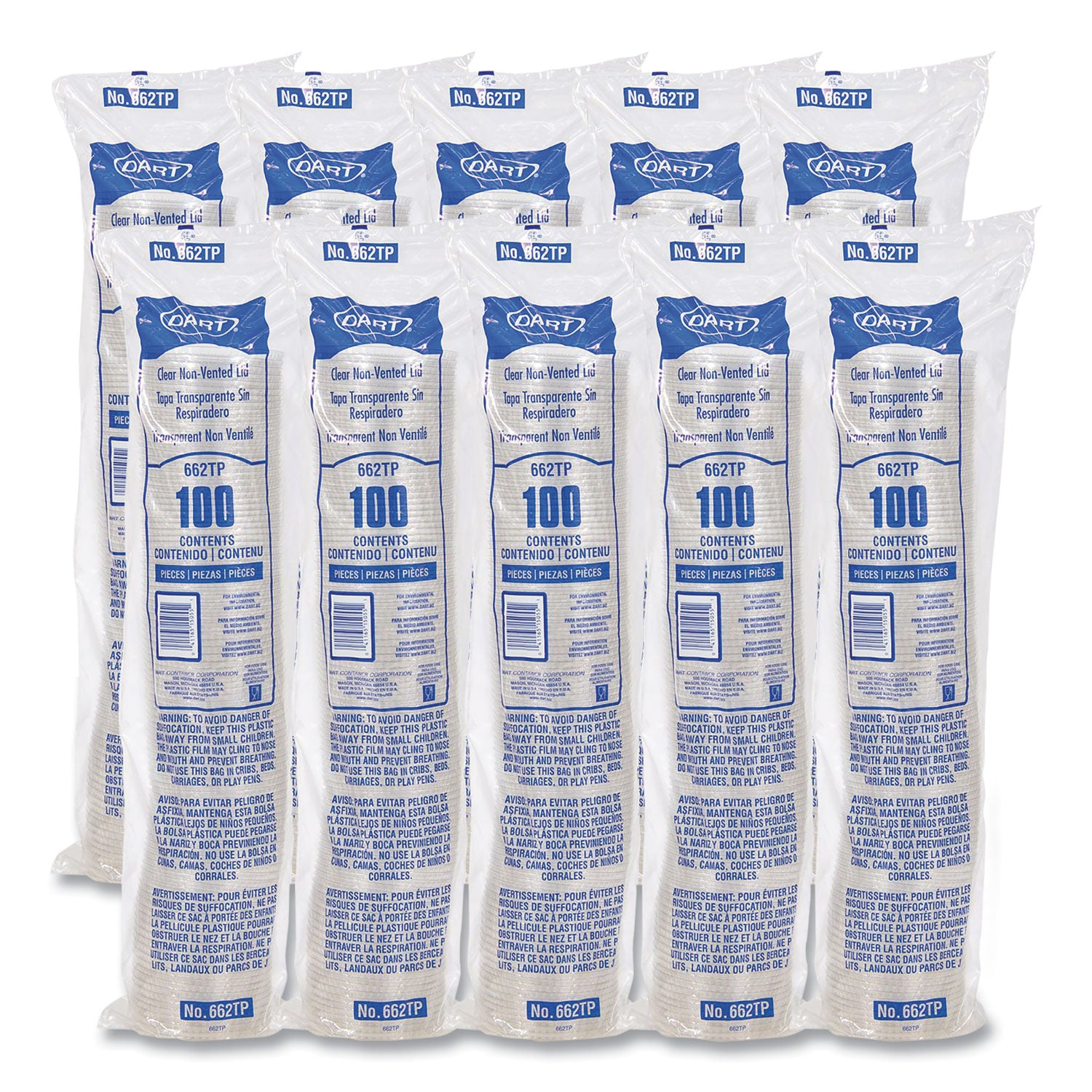 Non-Vented Cup Lids, Fits 9 oz to 22 oz Cold Cups, Plastic, Clear, 1,000/Carton