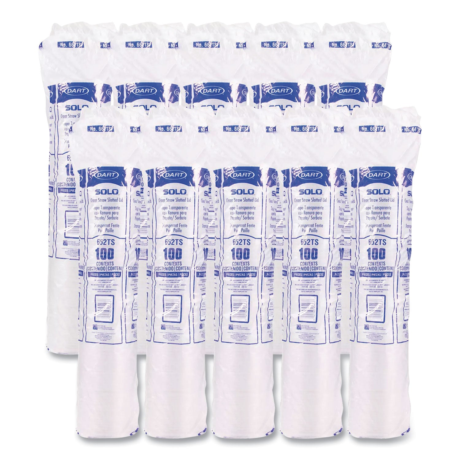 Straw-Slot Cold Cup Lids, Fits 9 oz to 20 oz Cold Cups, Plastic, Clear, 100/Pack