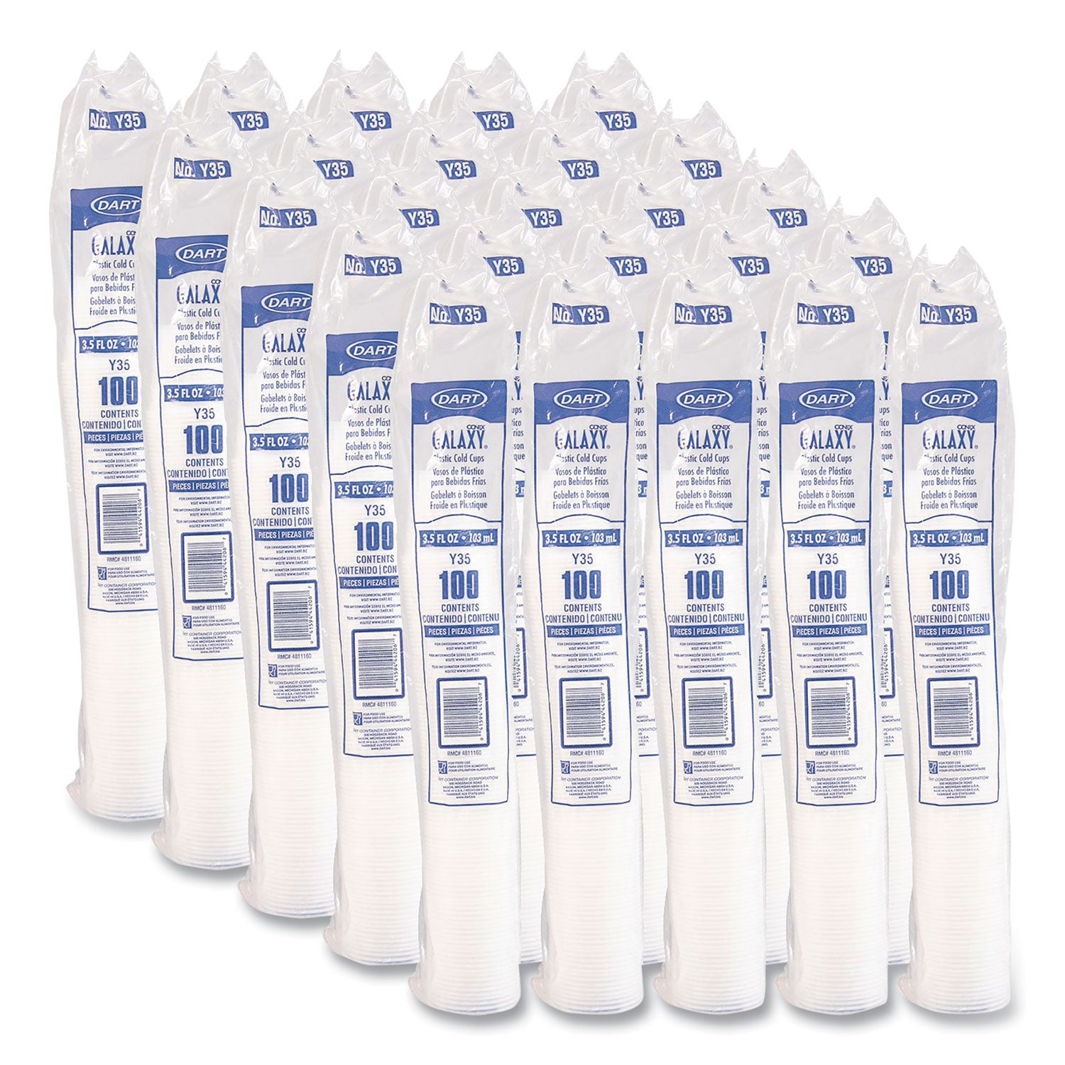 High-Impact Polystyrene Cold Cups, 3.5 oz, Plastic, Translucent, 100/Sleeve, 25 Sleeves/Carton