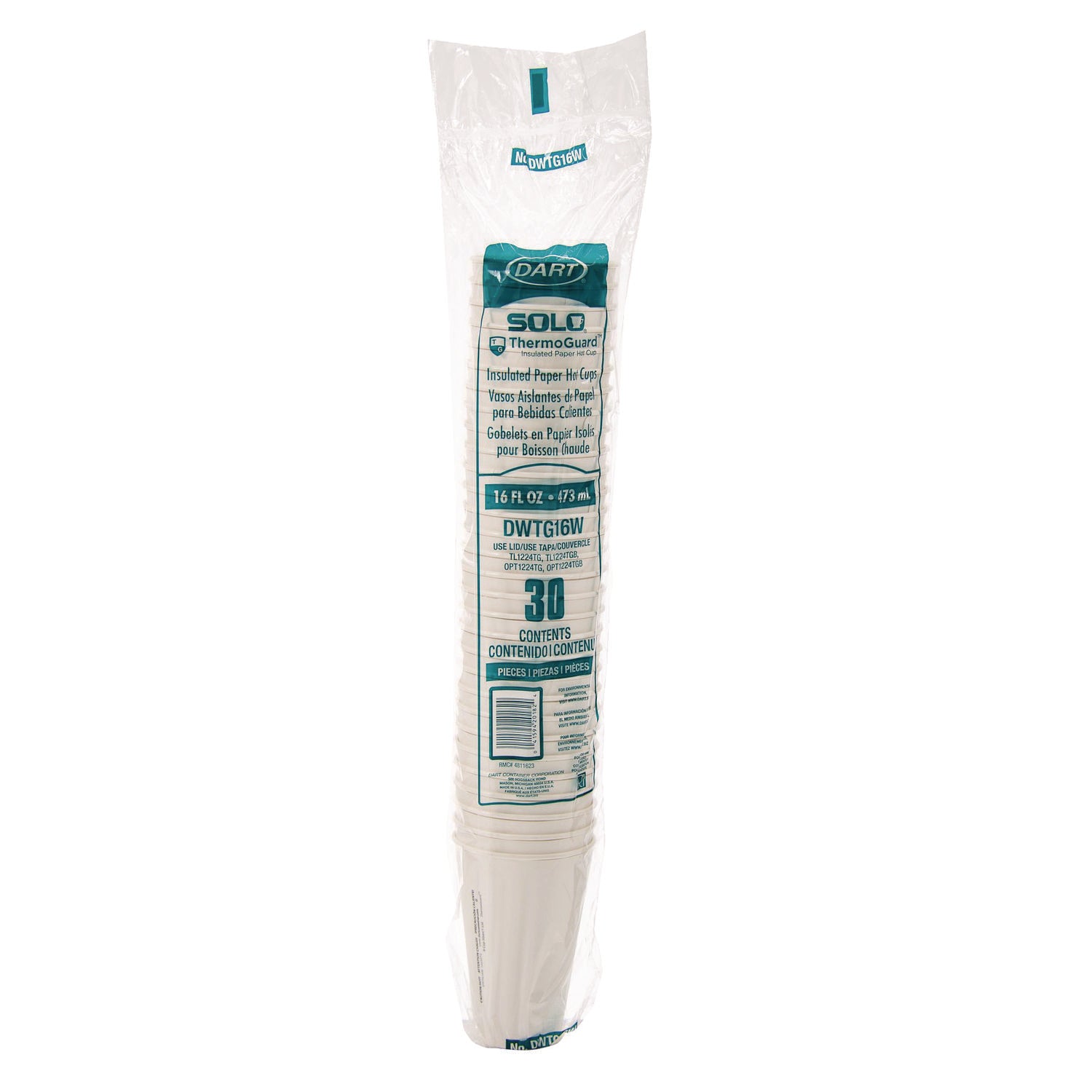 Thermoguard Insulated Paper Hot Cups, 16 oz, White Sustainable Forest Design, 30/Pack