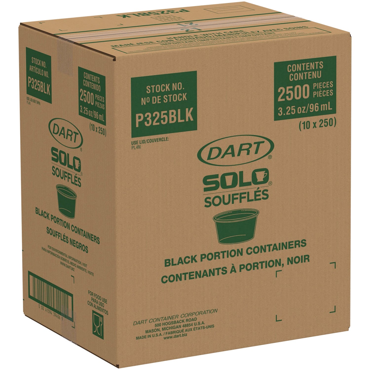 Polystyrene Portion Cups, 3.25 oz, Plastic, Black, 250/Bag, 10 Bags/Carton